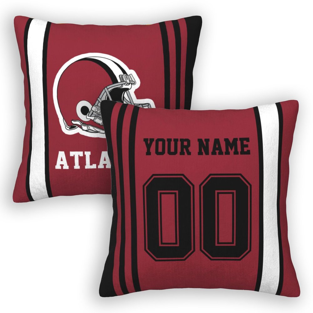 Cokpet Atlanta Throw Pillow Covers Custom Football Style Pillows Case Personalized Any Name and Number Pillow Cover Fans Gifts for Men Women Youth Boy