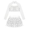 Agoky Kids Girls Shiny Sequins Jazz Hip Hop Dance Outfits Modern Dancing Costumes Performance Dancewear 6-16 Years Silver 8 Years view 3