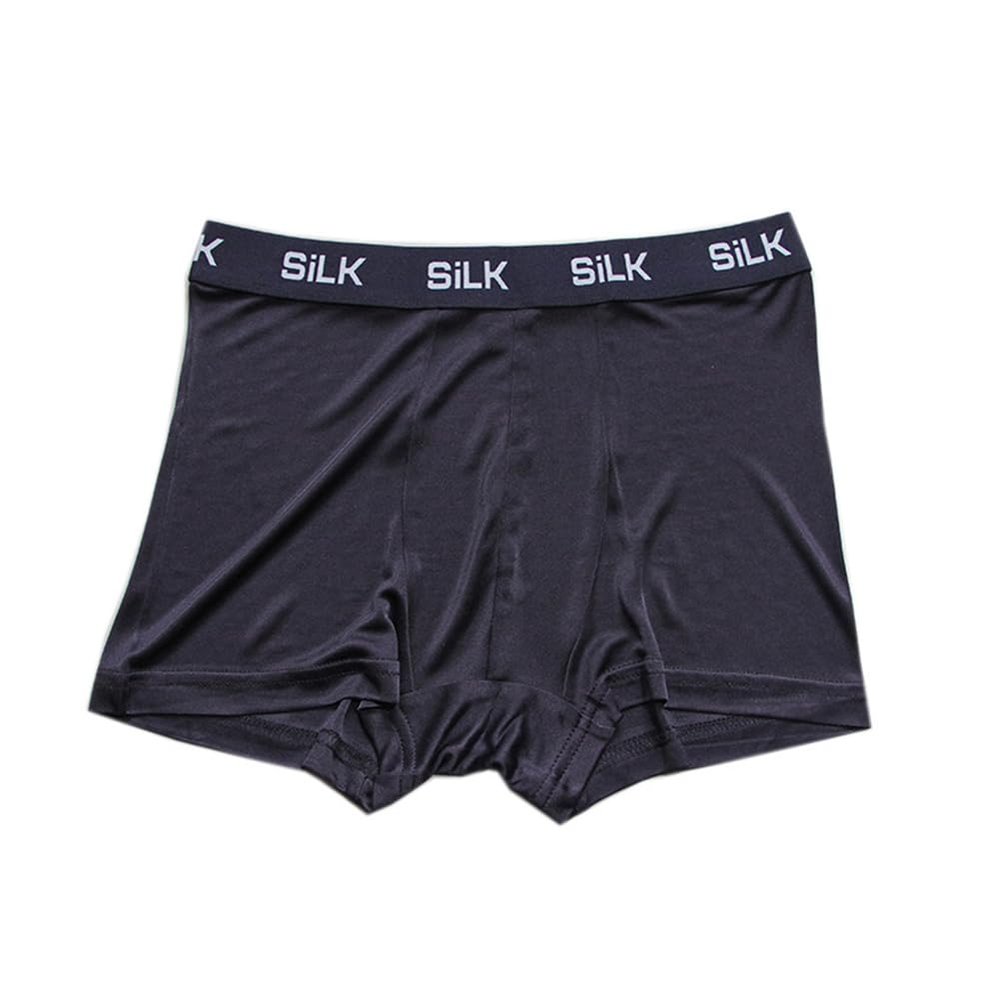GAOGAO Real Mulberry Silk Mens Intimates Underwear Breathable and Smooth Men's Box Briefs (US, Alpha, XX-Large, Regular, Regular, Navy Blue)