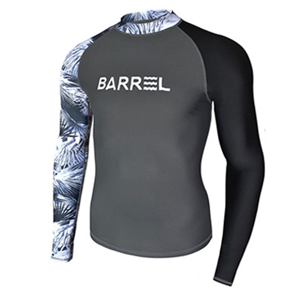 Bestgift Men's Rash Guard Sets Long-Sleeved Sunscreen Quick-Drying Surfing Suit Snorkeling Suit Grey Light Grey Sleeved top L