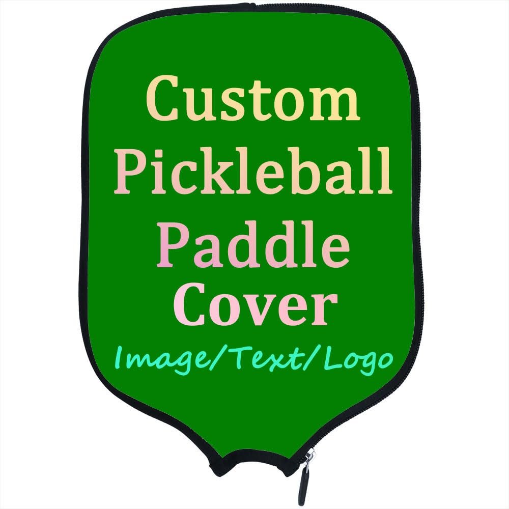 LMPTOEI Customized Padded Pickleballs Protection Custom Pickleballs Paddles Cover, Neoprenes Cover Paddle Case with Personalized Image Text Logo, Fits Most Rackets, Green