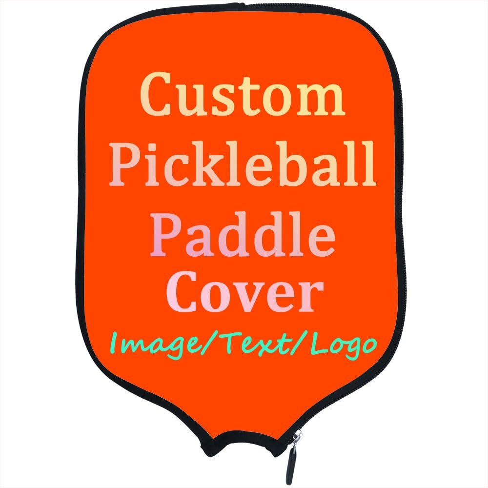 LMPTOEI Personalized Padded Pickleballs Protection, Customized Pickleballs Paddle Cover Rackets Cover, Fits Most Paddle, 8.5"x11.5", OrangeRed