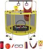 BLINWORLD Trampoline for Kids, 55Inch Adjustable Baby Toddler Trampoline with Basketball Hoop, 440lbs Indoor Outdoor Toddler Trampolin with Enclosure (Light Yellow) view 1