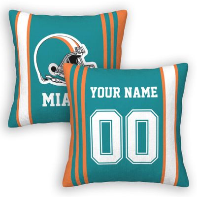 Cokpet Miami Throw Pillow Covers Custom Football Style Pillows Case Personalized Any Name and Number Pillow Cover Fans Gifts for Men Women Youth Boy