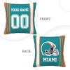 Cokpet Miami Throw Pillow Covers Custom Football Style Pillows Case Personalized Any Name and Number Pillow Cover Fans Gifts for Men Women Youth Boy view 2