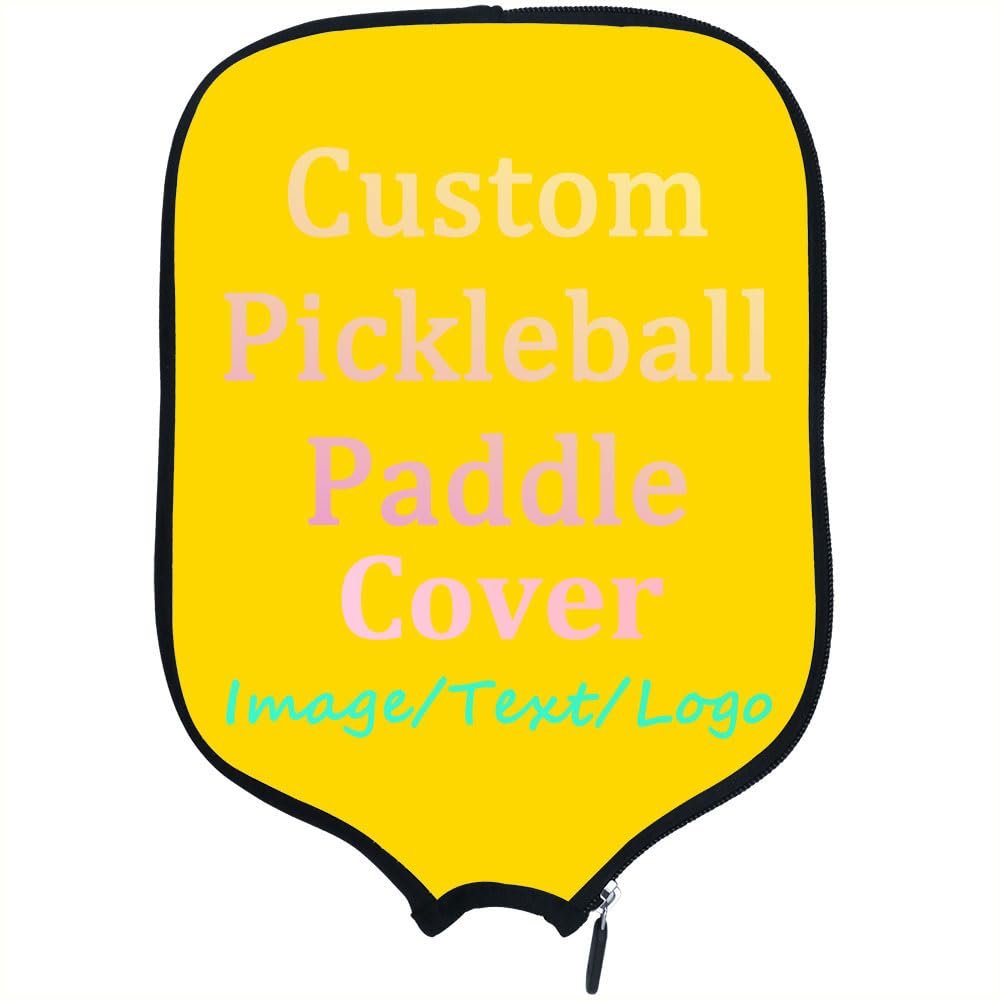 LMPTOEI Customized Padded Pickleballs Protection Custom Pickleballs Paddle Cover Design You Photo Text Logo, Fits Most Pickleballs Paddles, 8.5x11.5 Inches, Gold