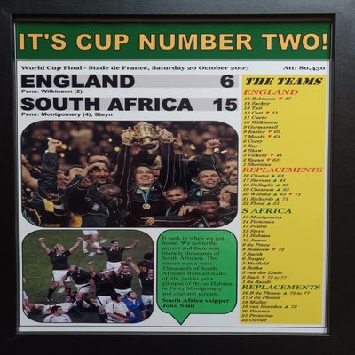 Assorted England 6 South Africa 15-2007 Rugby World Cup final - framed print
