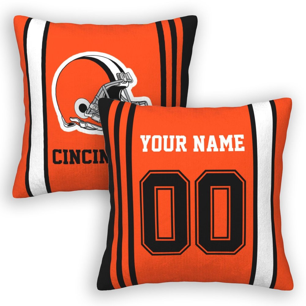 Cokpet Cincinnati Throw Pillow Covers Custom Football Style Pillows Case Personalized Any Name and Number Pillow Cover Fans Gifts for Men Women Youth Boy