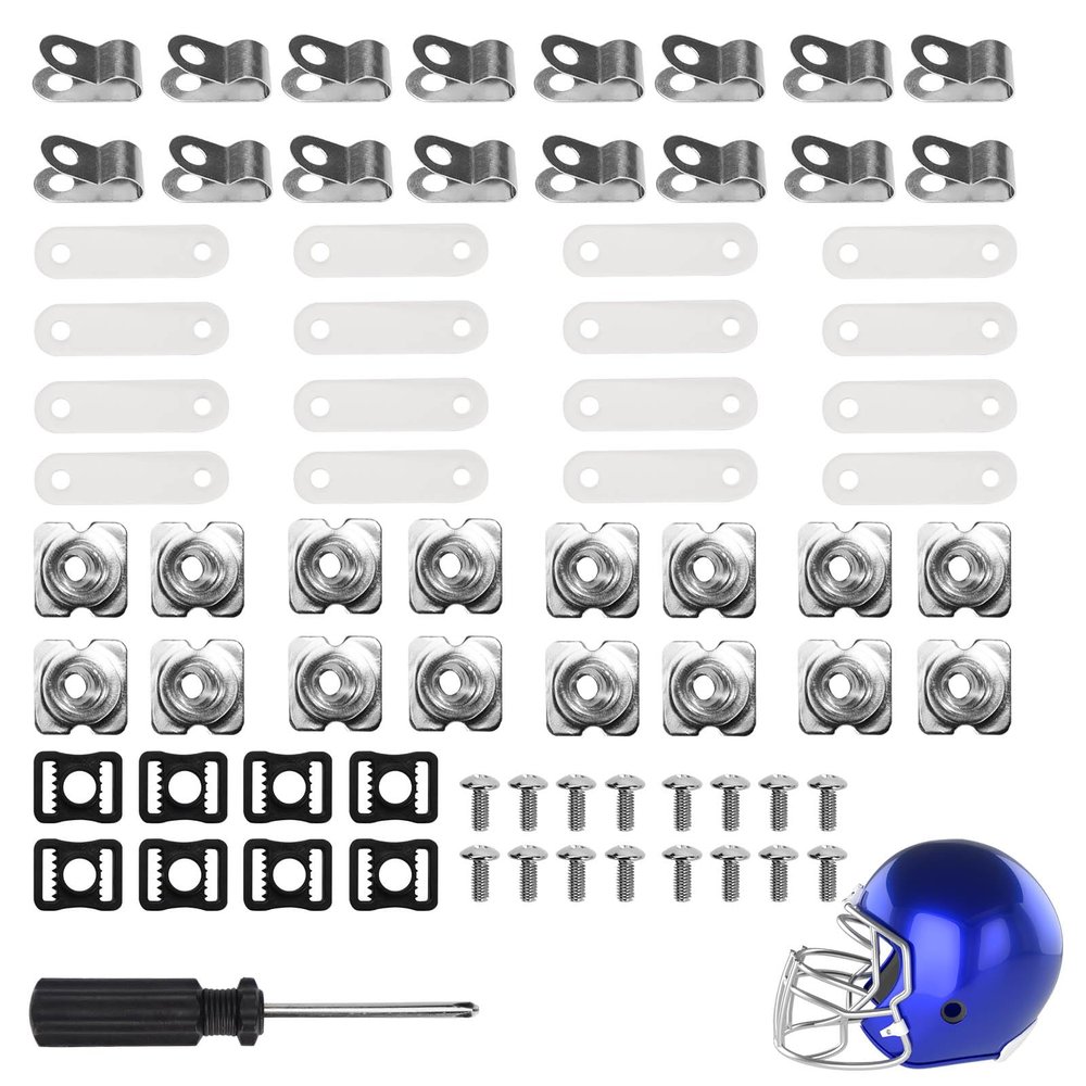 73Pcs Football Helmet Repair Kit, Hockey Helmet Repair Hardware Accessories, Including Visor Clips Screws Nuts Rubber Gaskets Helmet Buckles with Screwdriver (73)