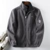 Bluelans Men's Full-Zip Polar Fleece Jacket Winter Fleece Jacket with Pocket Thick Warm Heat Retention Outdoor Coat for Men Grey L view 2