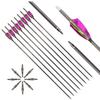 ACCMOS 6pc 28-Inch 800-Spine Arrow Removable Tips Targeting Hunting Arrow Turkey Feather 3 Inch Feathered Carbon Arrows for Traditional Bow Long-Bow Compound Bow Recurve Bow Adult Youth Archery Camo view 1