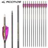 ACCMOS 6pc 28-Inch 800-Spine Arrow Removable Tips Targeting Hunting Arrow Turkey Feather 3 Inch Feathered Carbon Arrows for Traditional Bow Long-Bow Compound Bow Recurve Bow Adult Youth Archery Camo view 3