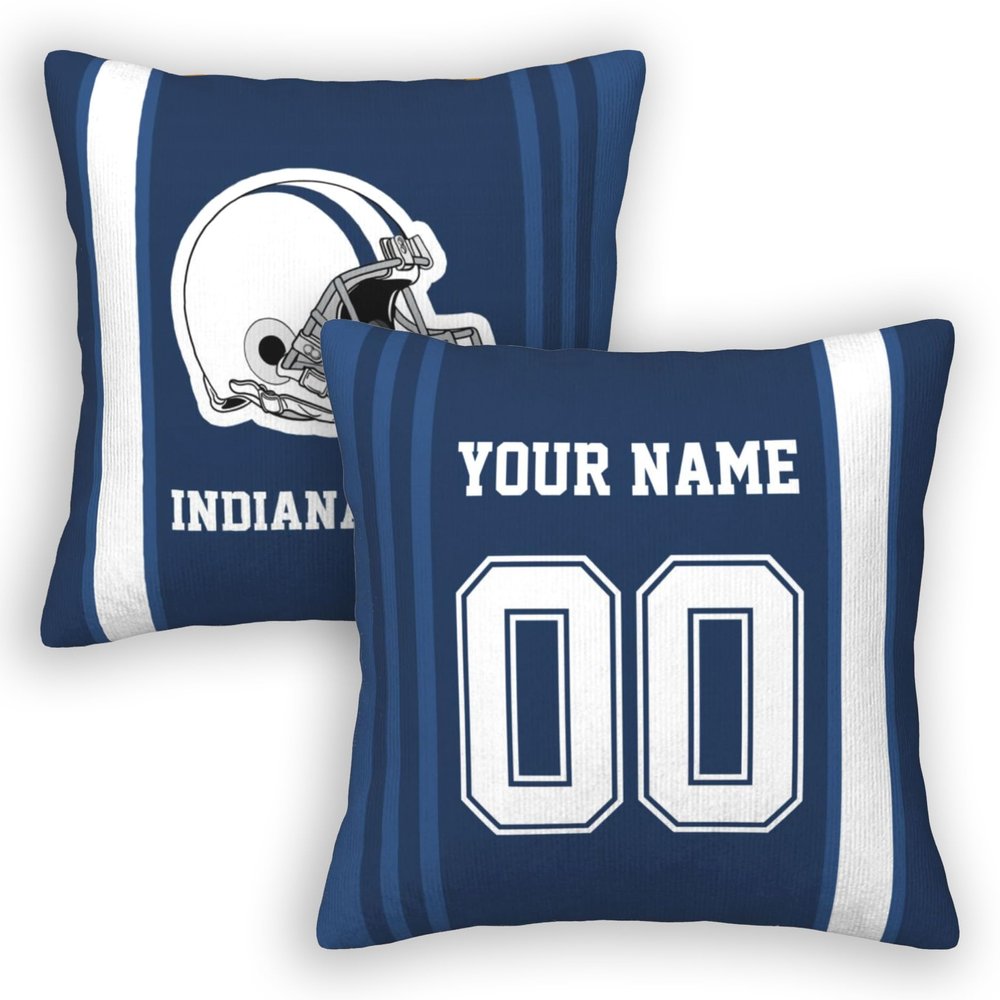 Cokpet Indianapolis Throw Pillow Covers Custom Football Style Pillows Case Personalized Any Name and Number Pillow Cover Fans Gifts for Men Women Youth Boy