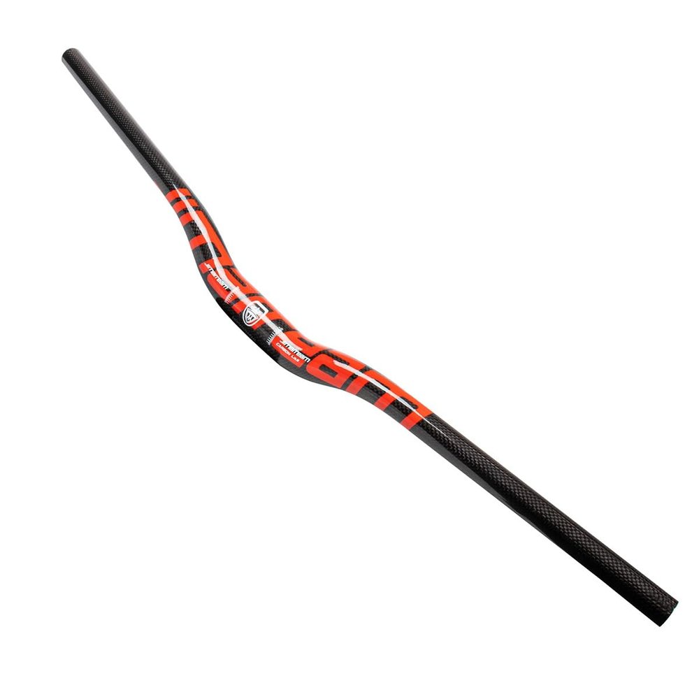 DELVOYE 31.8mm MTB Handlebar 580-760mm Extra Long Handlebars 3K Carbon Fiber Bicycle Riser Bar Mountain Bike Road Bike Handle Bars (Color : Red, Size : 600mm)