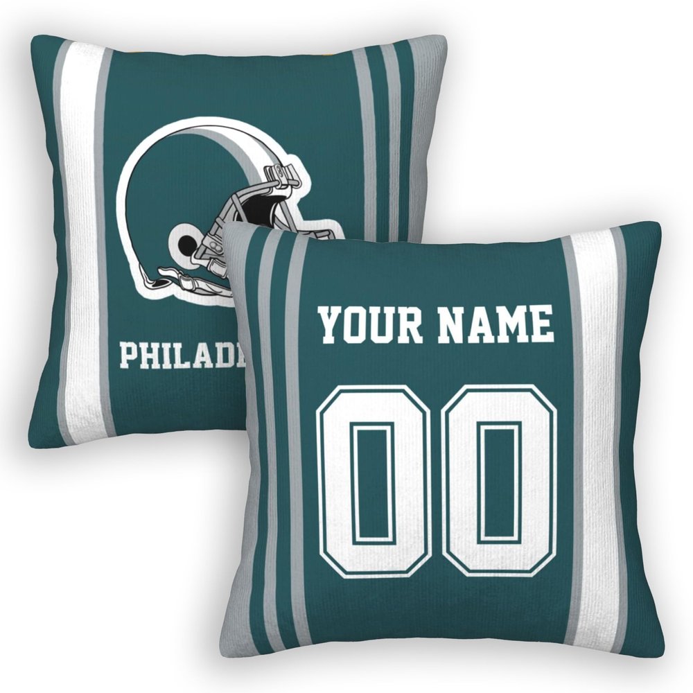 Cokpet Philadelphia Throw Pillow Covers Custom Football Style Pillows Case Personalized Any Name and Number Pillow Cover Fans Gifts for Men Women Youth Boy