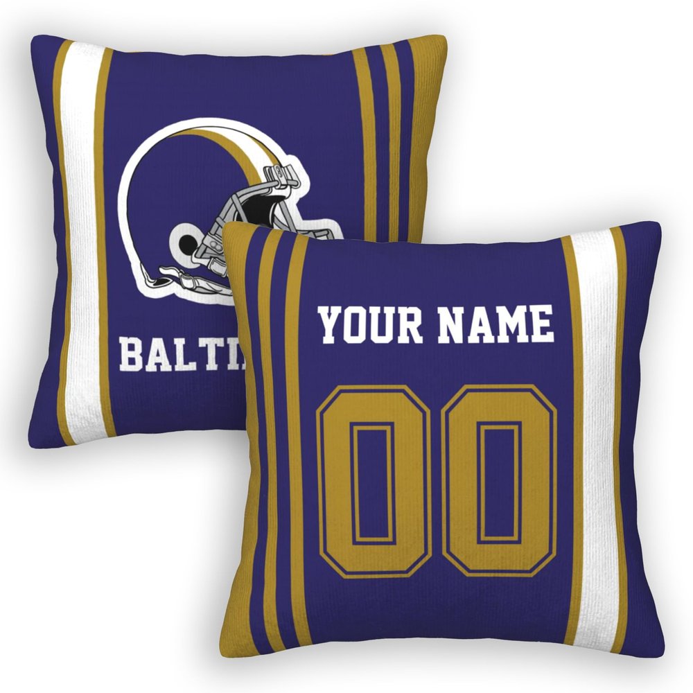 Cokpet Baltimore Throw Pillow Covers Custom Football Style Pillows Case Personalized Any Name and Number Pillow Cover Fans Gifts for Men Women Youth Boy