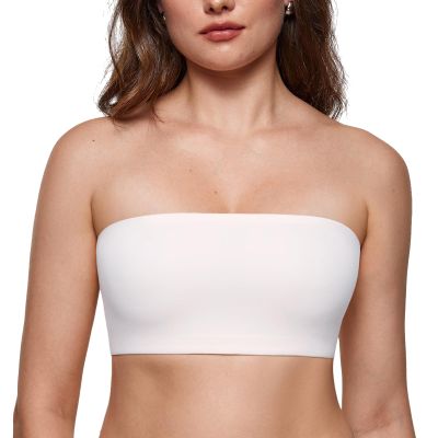 INLYRIC Women's Inbarely Strapless Bandeau Bra Bralette Tube Top Seamless Comfortable Stretchy Non Padded Bras Tops White - Going Up One Size X-Large