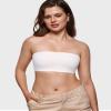INLYRIC Women's Inbarely Strapless Bandeau Bra Bralette Tube Top Seamless Comfortable Stretchy Non Padded Bras Tops White - Going Up One Size X-Large view 3