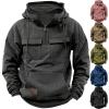 Mens Outdoor Outdoor Military Tactical Hoodie Sweatshirt Quarter Zip Cargo Pullover Hooded Workout Gym Sports Winter Jackets view 3