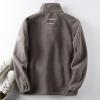 Bluelans Men's Full-Zip Polar Fleece Jacket Winter Fleece Jacket with Pocket Thick Warm Heat Retention Outdoor Coat for Men Khaki M view 2