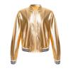 Sinleey Kids Girls Shiny Metallic Jackets Boys Long Sleeve Motorcycle Coats Outerwear Hip Hop Jazz Performance Dancewear Gold 12 Years view 1