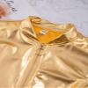 Sinleey Kids Girls Shiny Metallic Jackets Boys Long Sleeve Motorcycle Coats Outerwear Hip Hop Jazz Performance Dancewear Gold 12 Years view 2