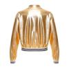 Sinleey Kids Girls Shiny Metallic Jackets Boys Long Sleeve Motorcycle Coats Outerwear Hip Hop Jazz Performance Dancewear Gold 12 Years view 3