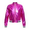 Sinleey Kids Girls Shiny Metallic Jackets Boys Long Sleeve Motorcycle Coats Outerwear Hip Hop Jazz Performance Dancewear Rose 8 Years view 1
