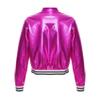 Sinleey Kids Girls Shiny Metallic Jackets Boys Long Sleeve Motorcycle Coats Outerwear Hip Hop Jazz Performance Dancewear Rose 8 Years view 2