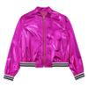Sinleey Kids Girls Shiny Metallic Jackets Boys Long Sleeve Motorcycle Coats Outerwear Hip Hop Jazz Performance Dancewear Rose 8 Years view 3