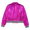 Sinleey Kids Girls Shiny Metallic Jackets Boys Long Sleeve Motorcycle Coats Outerwear Hip Hop Jazz Performance Dancewear Rose 8 Years view 4
