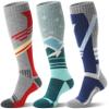 Sandsuced Merino Wool Ski Socks for Mens Womens Winter Thermal Warm Thick Knee High Snowboarding Skiing Socks for Cold Weather 3 Pairs Gifts Stocking Stuffers(Red/Green/Deep Blue,M) view 1