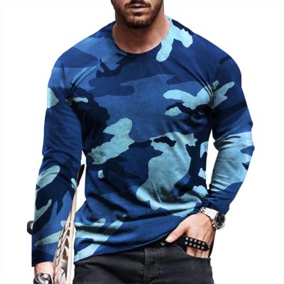 Athletic Shirts for Men Long Sleeve Casual Crewneck T-Shirts for Workout Mens Crewneck Stretchy Tops Blue