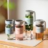 DNIENKGE Glass Tea Bottle 16 oz Drinking Bottle with Non-Slip Holster, and Stainless Tea leak, Leak Proof Lid, Portable Glass Water Bottle for School, Office, Car, Home, as a gift, etc (Green+Pink) view 4