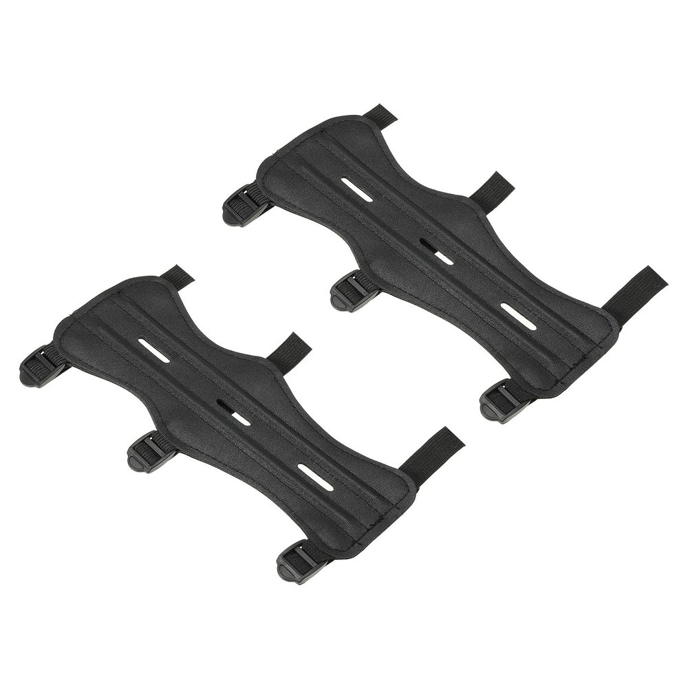 PATIKIL Archery Arm Guard, 2 Pack Adjustable Forearm Protector for Shooting Practice, Black