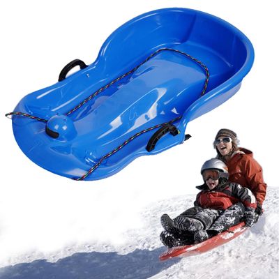 Children's Sledge, Thickened Double Sledge, Sledge with Backrest, Sledge with Brake Pull Rope