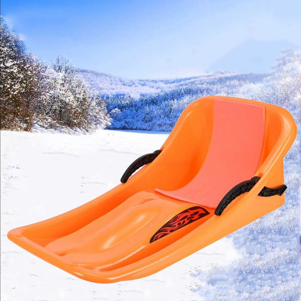 TUOYIBO Double Handle Children's Sled, Double Thickened Sled, Snow Sledge with Backrest, Anti-Freeze and Wear-Resistant Sled