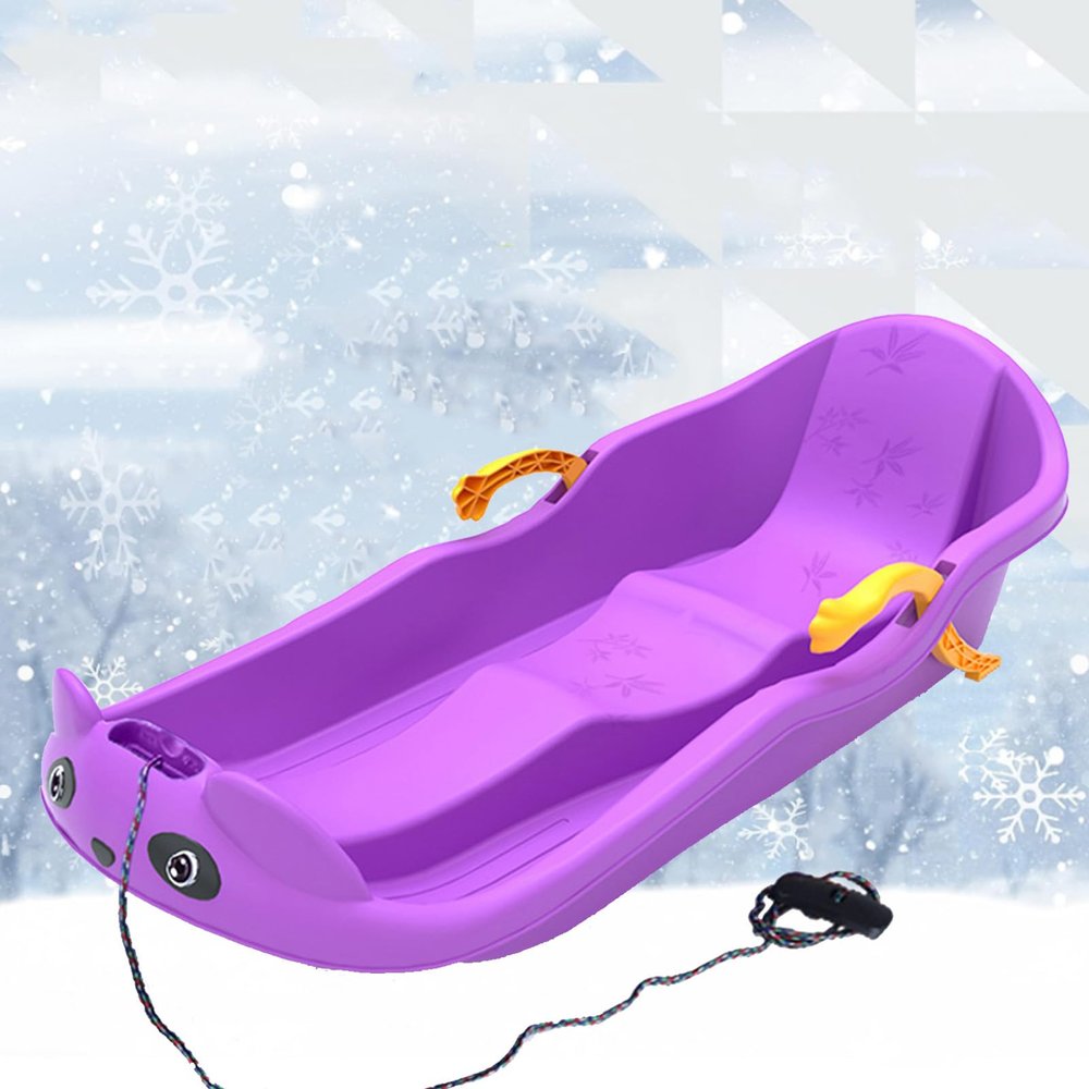 Two-Handle Children's Sledges, Two-Person, Two-Seater Thickened Sledges, Frost-Resistant and Wear-Resistant Sledges, Sledges with Pull Ropes