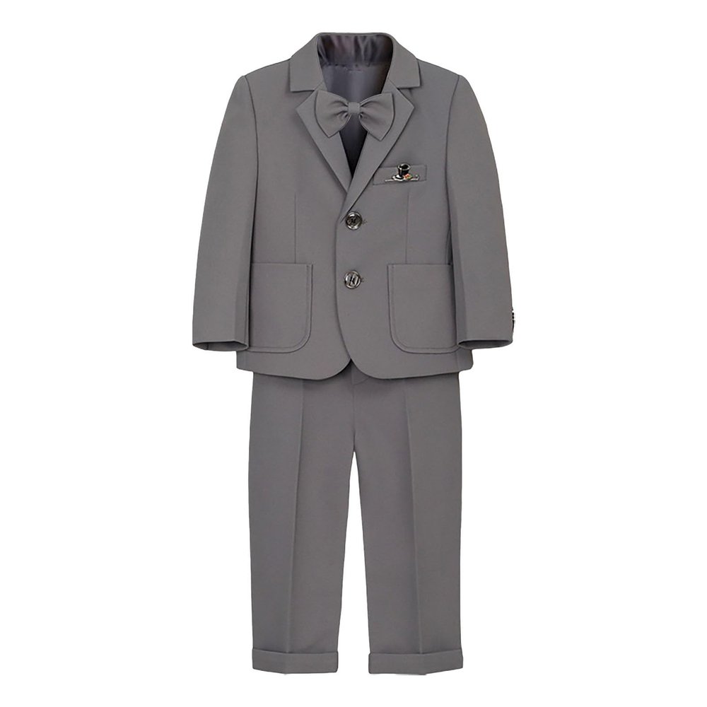 Baby Boy Suit 5 Piece Suit Clothes Holiday Outdoor Soft Piano Hosting Performance Dress Suit (Grey, 4-5 Years)