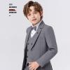 Baby Boy Suit 5 Piece Suit Clothes Holiday Outdoor Soft Piano Hosting Performance Dress Suit (Grey, 4-5 Years) view 3