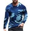 Athletic Long Sleeve T Shirts for Men Casual Stretchy Workout Tshirts Mens Camo Print Fashion Tees Tops Blue view 2