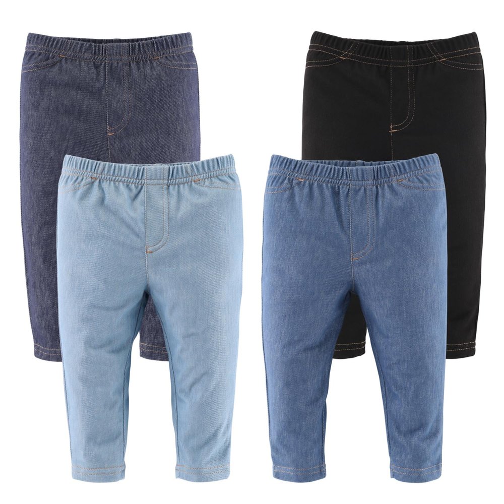 The Peanutshell Baby Boys or Girls Jeggings Set of 4-6-9 Months Size Jeans, Soft and Stretchy Pants, Boy and Girl Leggings, Infant Boy and Toddler Girl Clothes - Denim