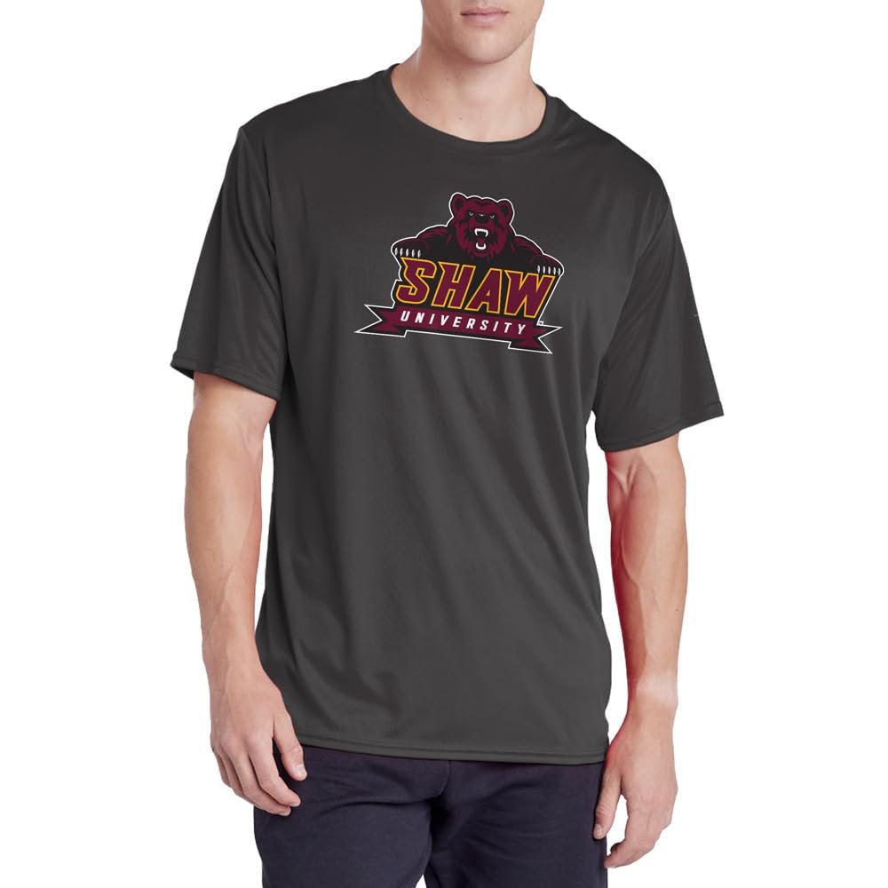 Campus Lab Shaw University Adult Men's Sport Active T-Shirt Primary Logo, Charcoal, X-Large