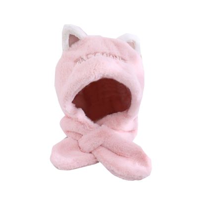 Baby Kids Warm Winter Hat Scarf Set Girls Toddler Cute Bear Ears Fleece Hat Earflap Hoodie Scarves Snow (Pink, One Size)