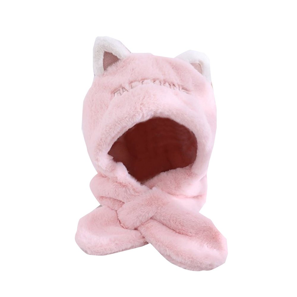 Baby Kids Warm Winter Hat Scarf Set Girls Toddler Cute Bear Ears Fleece Hat Earflap Hoodie Scarves Snow (Pink, One Size)