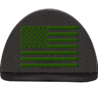 NDZ Performance Jentra JP2 Grip Frame Plug for Glock Gen 1-3 26 27 33 39 Dark Green Color Filled Laser Engraved Images - US Flag Inverse Alternate