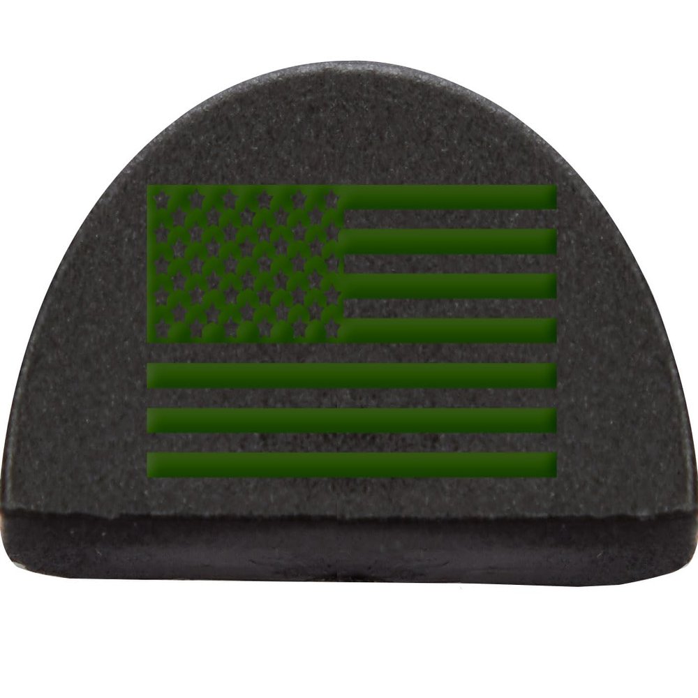 NDZ Performance Jentra JP2 Grip Frame Plug for Glock Gen 1-3 26 27 33 39 Dark Green Color Filled Laser Engraved Images - US Flag Inverse Alternate