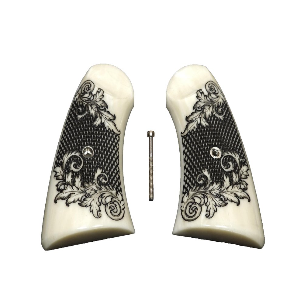 Faux Ivory Floral Checkered Uberti Schofield Grips