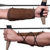 Valhalla Gear, Archery Bracer with Elastic, Forearm Protector for Bow Shooting Practice, Armband, Wrist Guard, Cosplay, Adjustable Buckle Straps, Full Grain Leather, Handmade, Bourbon Brown view 1