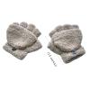 Yoetaun Convertible Gloves Winter Half Finger Mittens Fleece Knit Half Finger Gloves With Flip Cover For Kids view 4